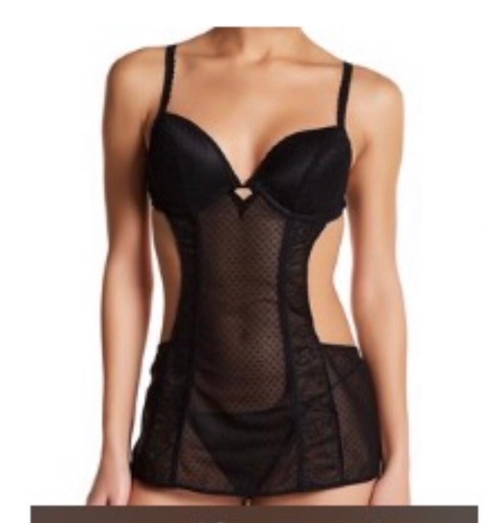 Sexy Black Bow Mesh Lace Outfit Medium